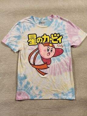 Kirby Adult T-Shirt - Samurai Style Tie Dye Kanji Attack Small